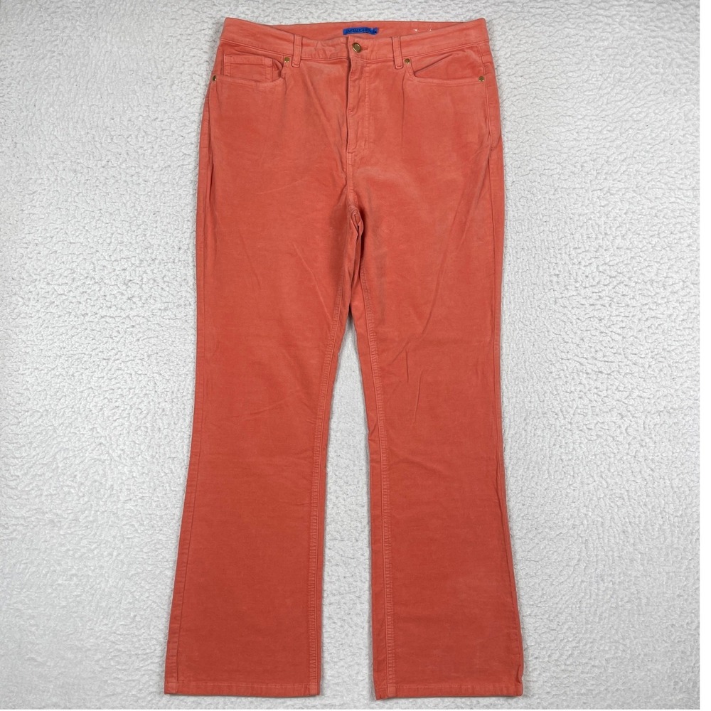 J.McLaughlin Velvet Jeans Womens 14 Coral Kick Flare High Rise Stretch Casual